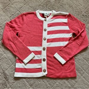 Vtg Ami Knits Acrylic Blend Striped‎ Button Front Cardigan Preppy Coastal Size 4